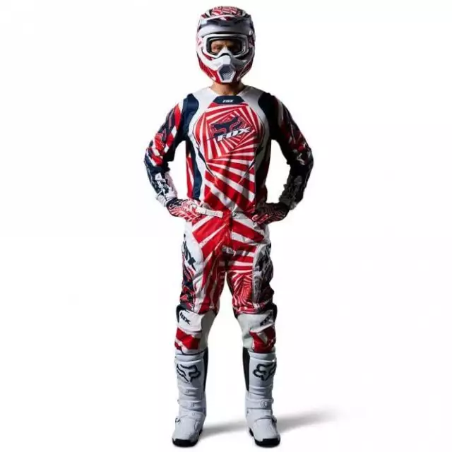 Fox Racing (Erwachsene) 180 GOAT MX Motocross Trikot & Hose Konvolut (rot/marineblau/weiß)