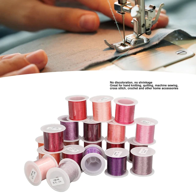 20 Pezzi Di Filo Per Cucire Colorato 3 Parti Serie Di Colori Rosa 110 Yd