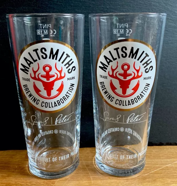 Zwei NEUE MALTSMITHS BRAUEREI Bastelbier/Ale Pint Gläser - Home Bar - Pub -