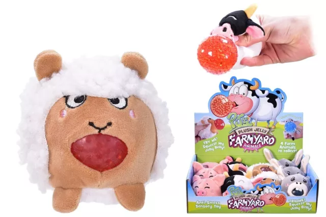 Kandytoys Plush Jelly Farmyard Animal - Ty6682 Squishy Squeezy Stress Beads Toy