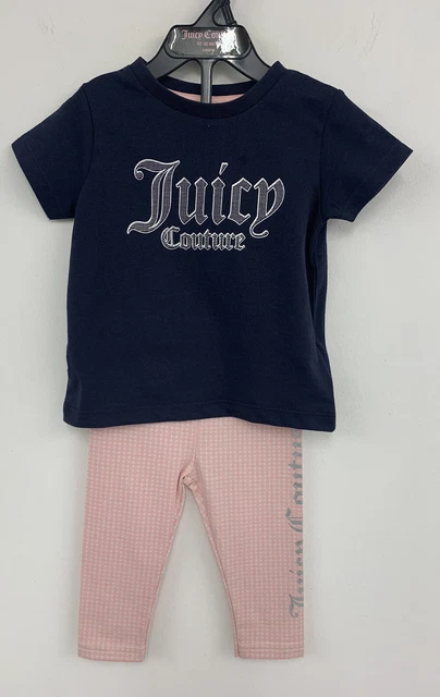 Set t-shirt e leggings per bambine Juicy Couture rosa navy taglia 9 mesi NUOVI