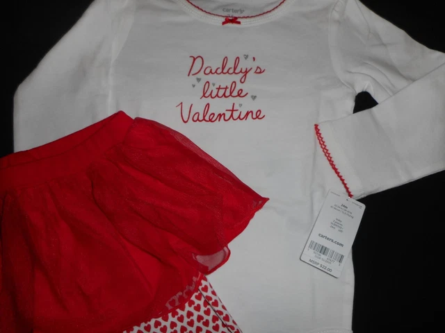 Carters Daddys Little Valentine Tutu Outfit - Baby Infant Girl Size 24 Months 2