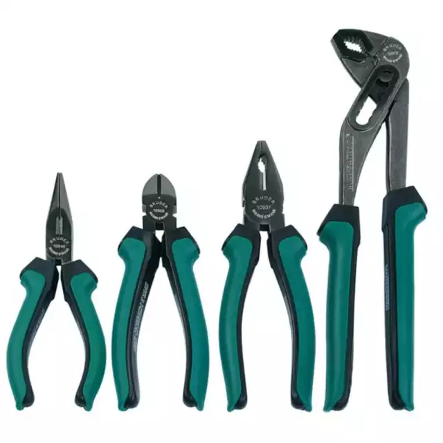 Brüder Mannesmann Four Piece Pliers Set Steel 180/160/250mm Non-slip 10997 vidaX