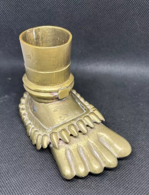 Vintage Old Brass Hand Crafted Tribal Foot Statue Decorative India Unique