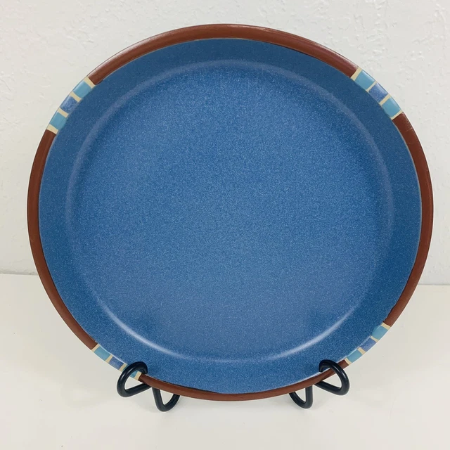 Dansk Mesa Sky Blue Rimmed Dinner Plate Portugal 10.5" Diameter Brown Retired