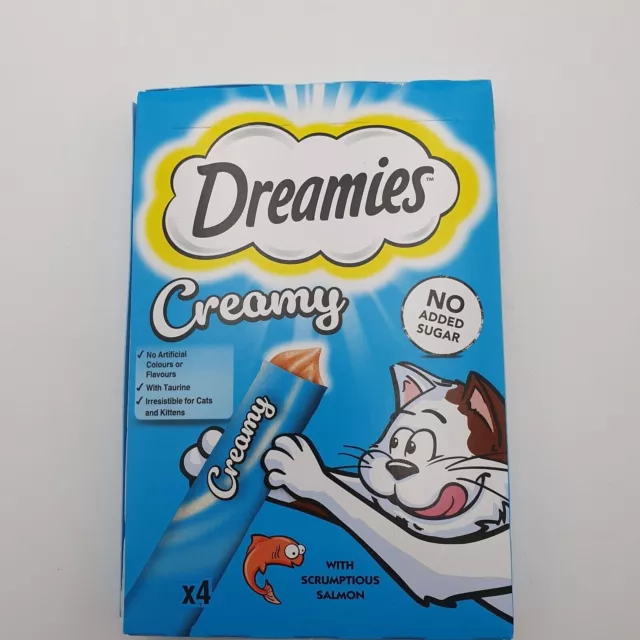 NEW-DREAMIES CREAMY Liquid Cat Treats with Scrumptious Salmon (4x10g pack)