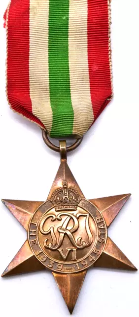 World War II Medal 1939 - 1945 Bronze Star Italy Ribbon No Name Auction