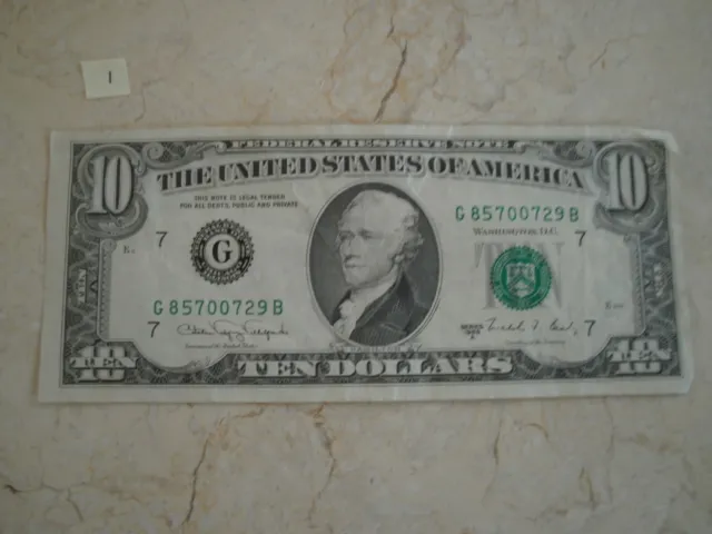 007 note Rare 1988A $10 Ten Dollar Bill Federal Reserve Note Vintage Currency US