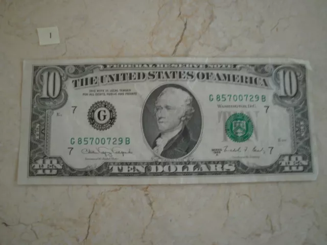 007 note Rare 1988A $10 Ten Dollar Bill Federal Reserve Note Vintage Currency US