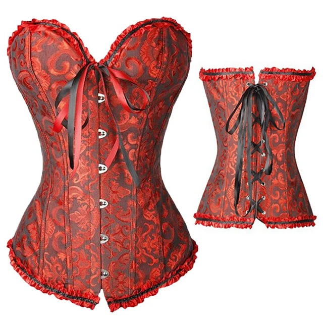 (XXL-Black And Red) Women's Sexy Corset Abdominal Path With G-String 2