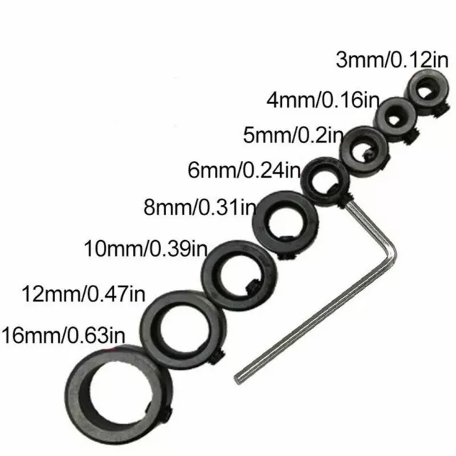 9pcs/set Drill Bit Depth Stop Collar Black Locator Positioner Woodworking