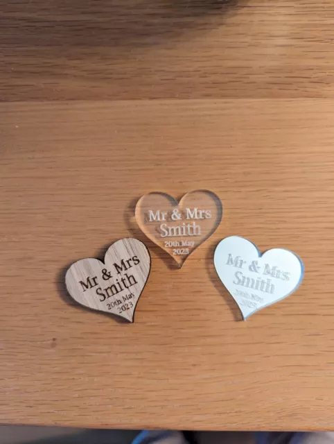 Personalised  Mr & Mrs Love Heart Wedding Table Confetti Decorations Favour