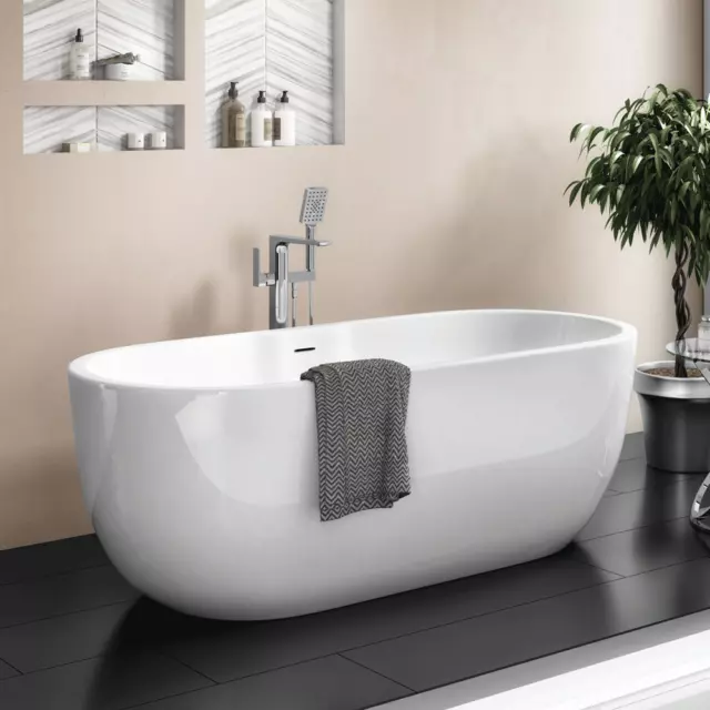 Freestanding Bath Large 1800 Luxury Modern White Acrylic Double Ended