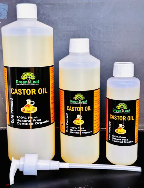 Castor Oil Certified Organic 100% Pure,cold pressed,Hexane free - 250 ML 500ML