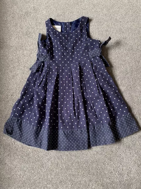 Vintage Laura Ashley Pinafore Dress Age 2 Mother & Child Navy Blue Polka Dot