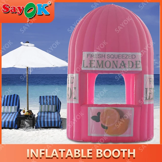 SAYOK 4mH Outdoor Inflatable Lemonade Booth Juice Sales Kiosk for Drinks Busines