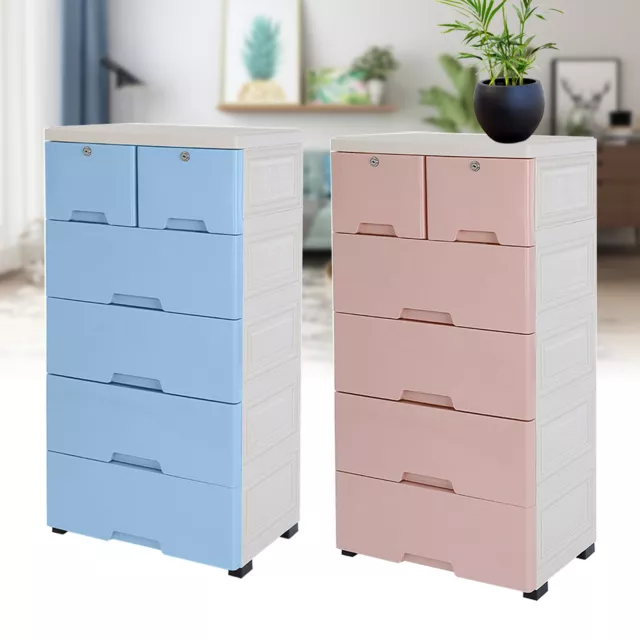 Plastic 6 Drawers Storage Tower Cabinet Dresser Clothes Organizer Drawer Bedroom