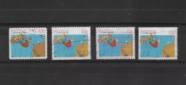 Briefmarken Australien Michel 1223A, 2x 1223D oben + unten,  1225 Jahrgang 1990