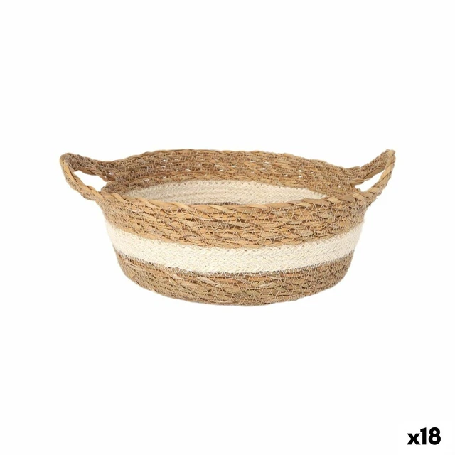Cesto portaoggetti in vimini intrecciato, con coperchio, in alghe marine, per bagno, soggiorno, cucina (L+XXL