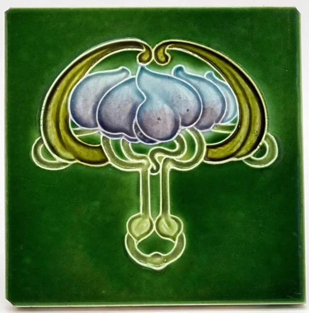 Antique Fireplace Tile Moulded Art Nouveau Majolica  By John Barratt C1907 Ae8