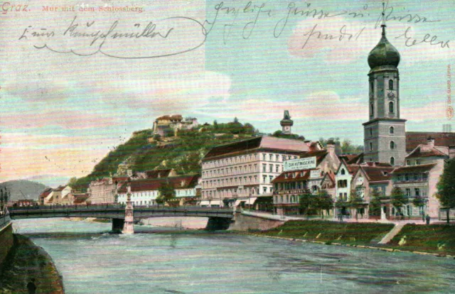 AK* Graz - Mur mit dem Schlossberg (AB)70093