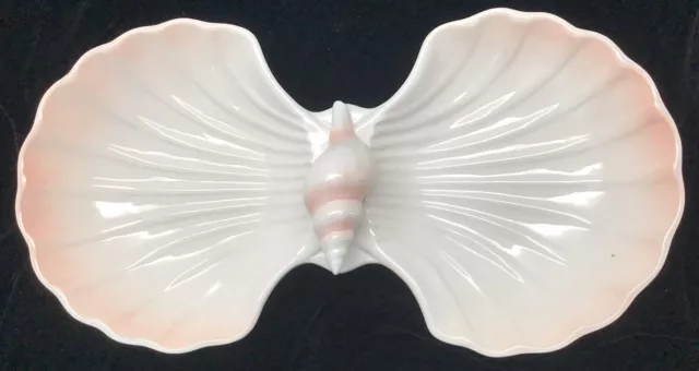 Otagiri Beachcomber Shell Divided Serving Tray Dish Orig Label Pink White New(19