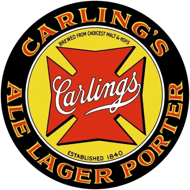 Carling's Ale, Lager Beer & Porter NEW Sign: 28" Dia. Round AMERICAN STEEL