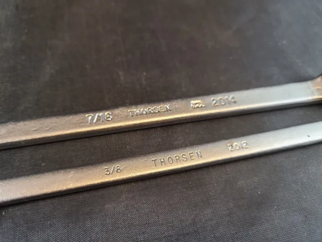 2 llaves combinadas vintage Thorsen SAE 7/16"" 2014 y 3/8"" 2012 hechas en EE. UU.