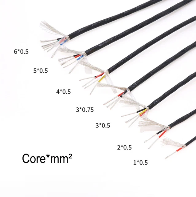 FEP Insulation Tinned Copper Shielded Cable Strand Wire 1/2/3/4/5/6 Core