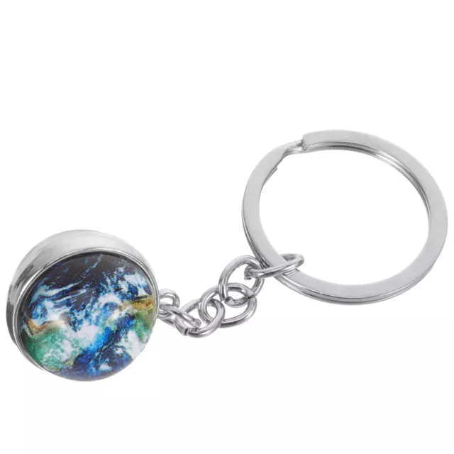 Earth Globe Glass Keychain Space Wallet Charm Pendant