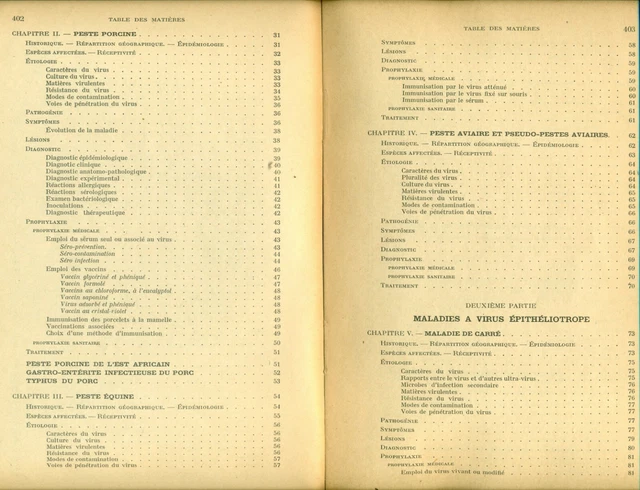 RARE 1946 MALADIES INFECTIEUSES DES ANIMAUX DOMESTIQUES. TOME 1 par G ...