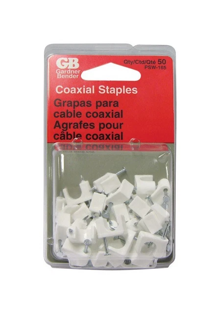 Gardner Bender 1/4 in. W Plastic Insulated Zinc-Plated Coaxial Staple 50 pk