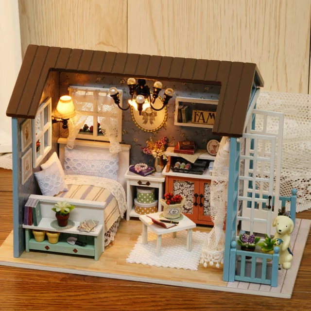 Miniature Wooden House  Kit +   DIY Handcraft Gift  Y9Z9
