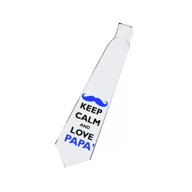 cravatta bianca uomo scritta keep calm and love papa'  festa papa' compleanno