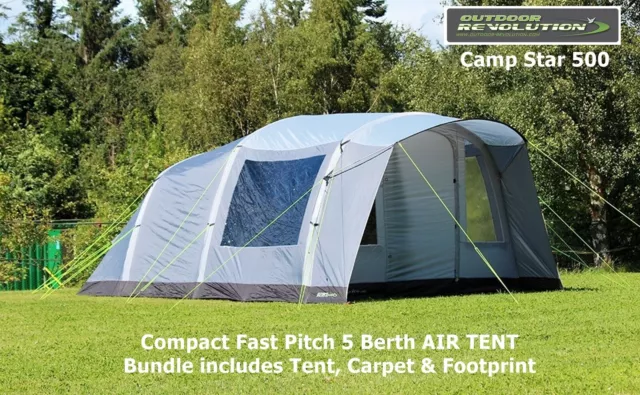 Outdoor Revolution Camp Star 500 Bundle - 5 Person AIR Tent, Carpet & Footprint