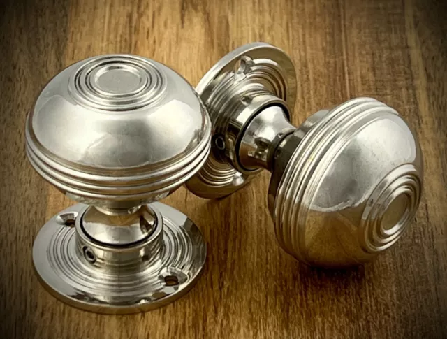 Polished Nickel Bloxwich Mortice Door Knob Pair Solid Brass Rim Knobs Set