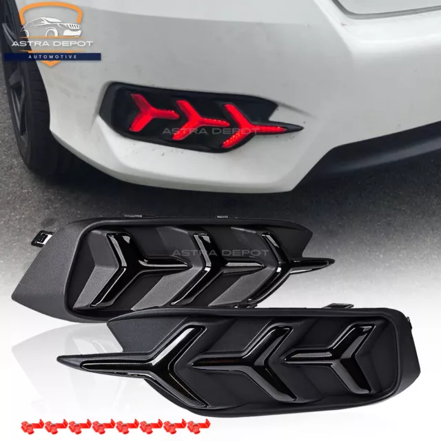 2X LED Rear Bumper Reflector Brake Light Turn Signal for Honda Civic 2016-2021