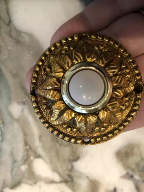 PE Guerin Gold Plated Brass Door Bell Button, Antique