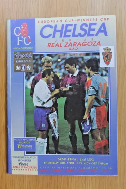 Chelsea Vs Real Zaragoza Semi Final Euro Cup Winners Cup 20th Apr 1995