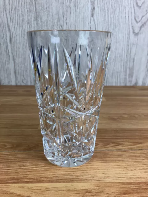 Beautiful Crystal Cut Glass Vase Starburst Pattern 6" Tall