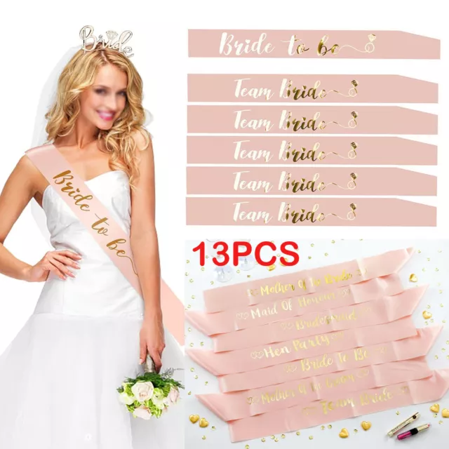 13pcs Hen Party Sashes |10 Team Bride & Bride To Be Sash Night Do Accessories