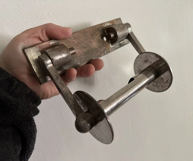 Antique vtg beefy worn nickel plated CRANE TP toilet paper holder