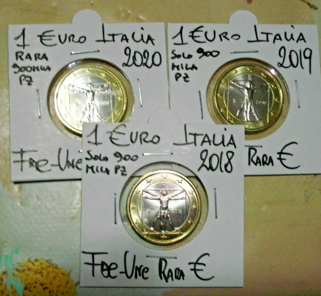 1 Euro Italien2018-19-20 (1)Fdc-Unc Unzirculiert 3 Munzen  Stucksofort Kaufen