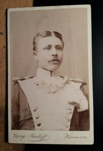 Soldat in Uniform mit Epauletten - Offizier Königs Ulan ? CDV Rudloff Hannover