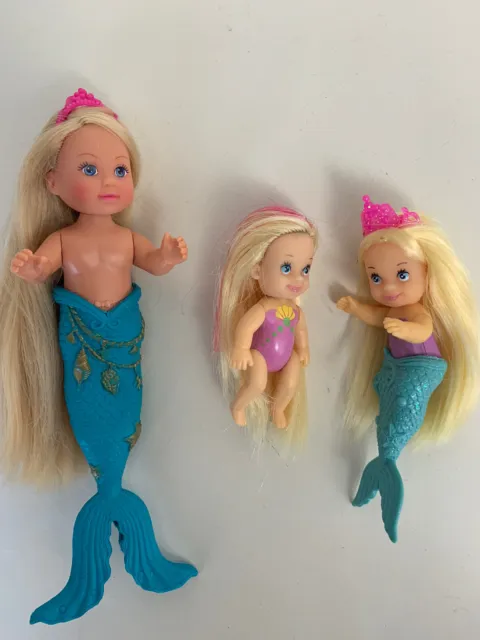 Mermaid Dolls  Small Dolls With Interchangeable Tails  Very Long  Hair Simba Vgc