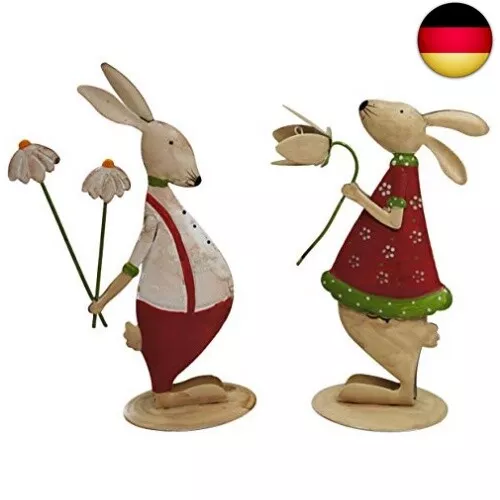 khevga Osterdeko Osterhase Deko-Hase aus Metall 2er Set