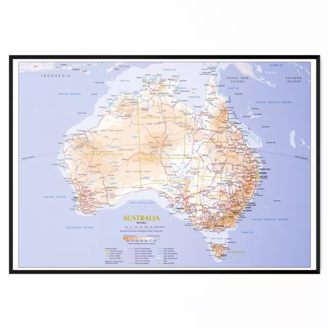 Map of Australia Education Map Poster Print Wall Art Travel | A5 A4 A3 A2 A1 |