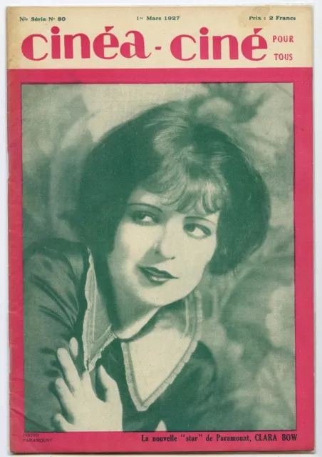 Vintage Movie Magazine CLARA BOW Front Cover May 1 1927 French Cinea-Cine