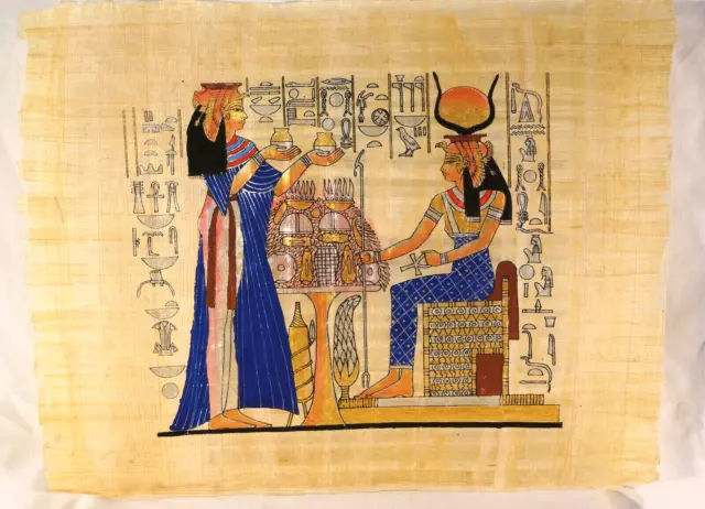 Papyrus Hathor 31x41cm,, Handarbeit, Echtheitszertifikat. Ägypten / Luxor, Neu#2