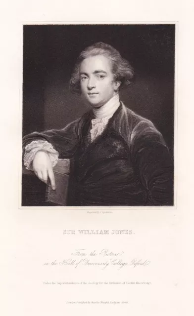 William Jones Orientalist Philosoph philologist Jurist Portrait engraving 1835
